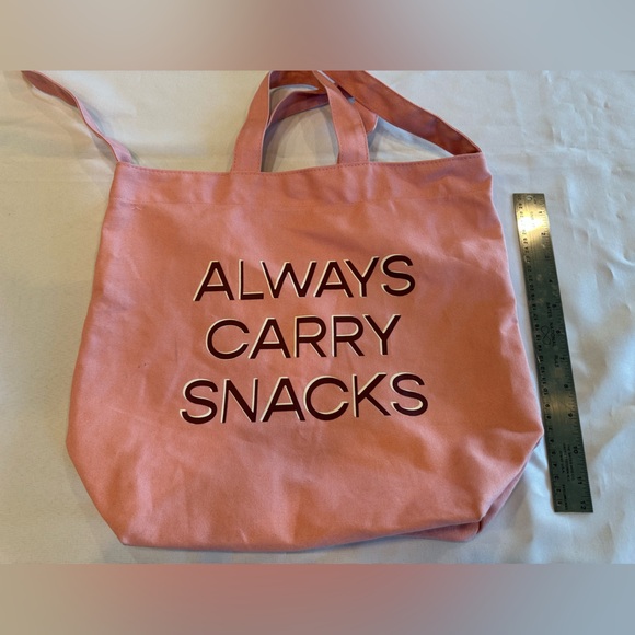 Always Carry Snacks Pink Tote Bag Two Handles - Picture 9 of 10